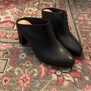 Soludos Black Leather Heel Mules Size 6.5